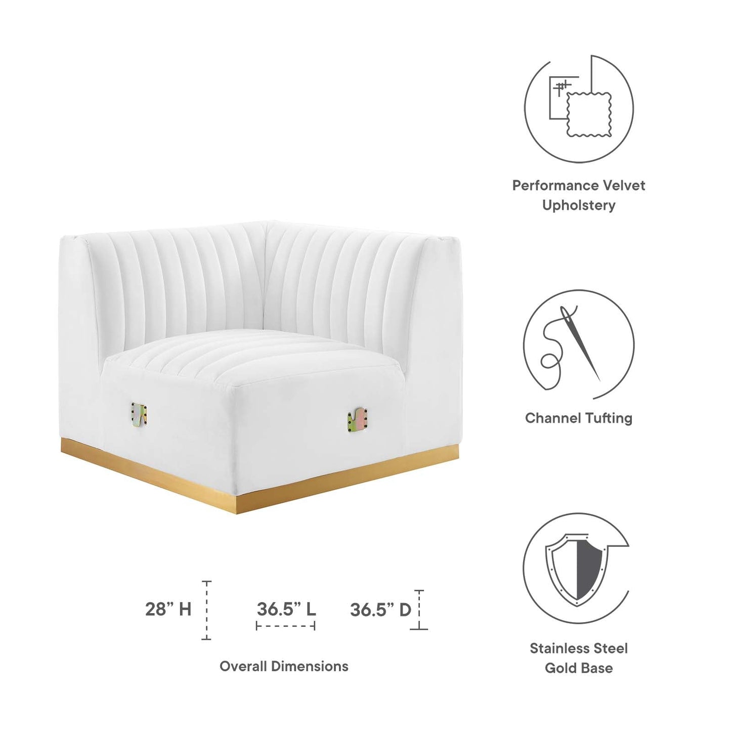 Conjure Channel Tufted Performance Velvet Left Corner Chair by Modway