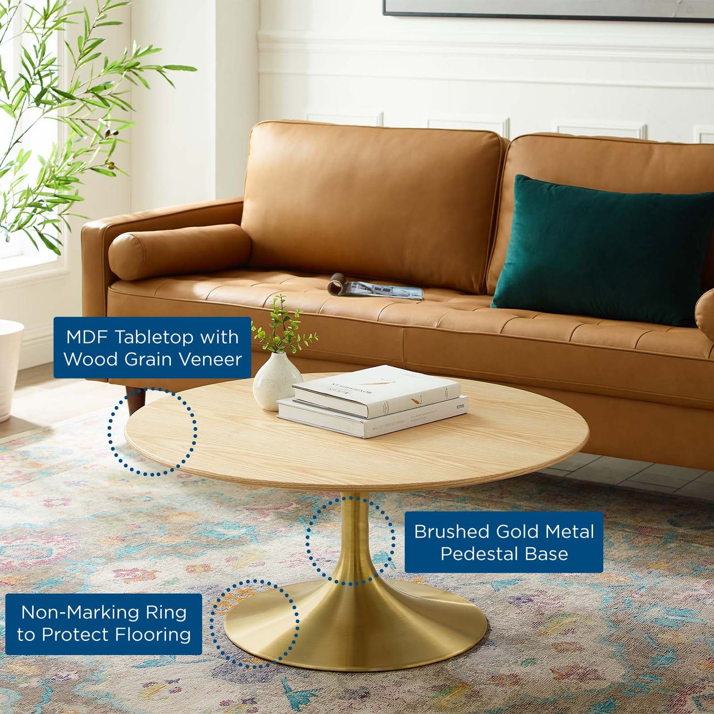 Lippa 36" Round Wood Coffee Table by Modway