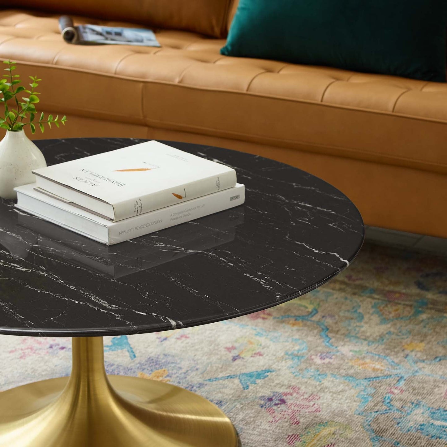 Lippa 36" Round Faux Marble Coffee Table by Modway