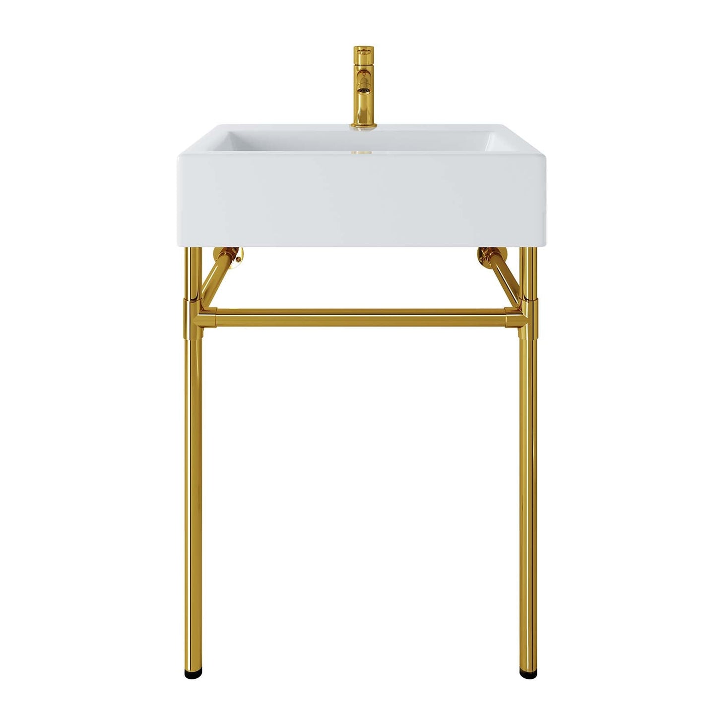 Redeem 24" Wall-Mount Gold Stainless Steel Bathroom Vanity by Modway