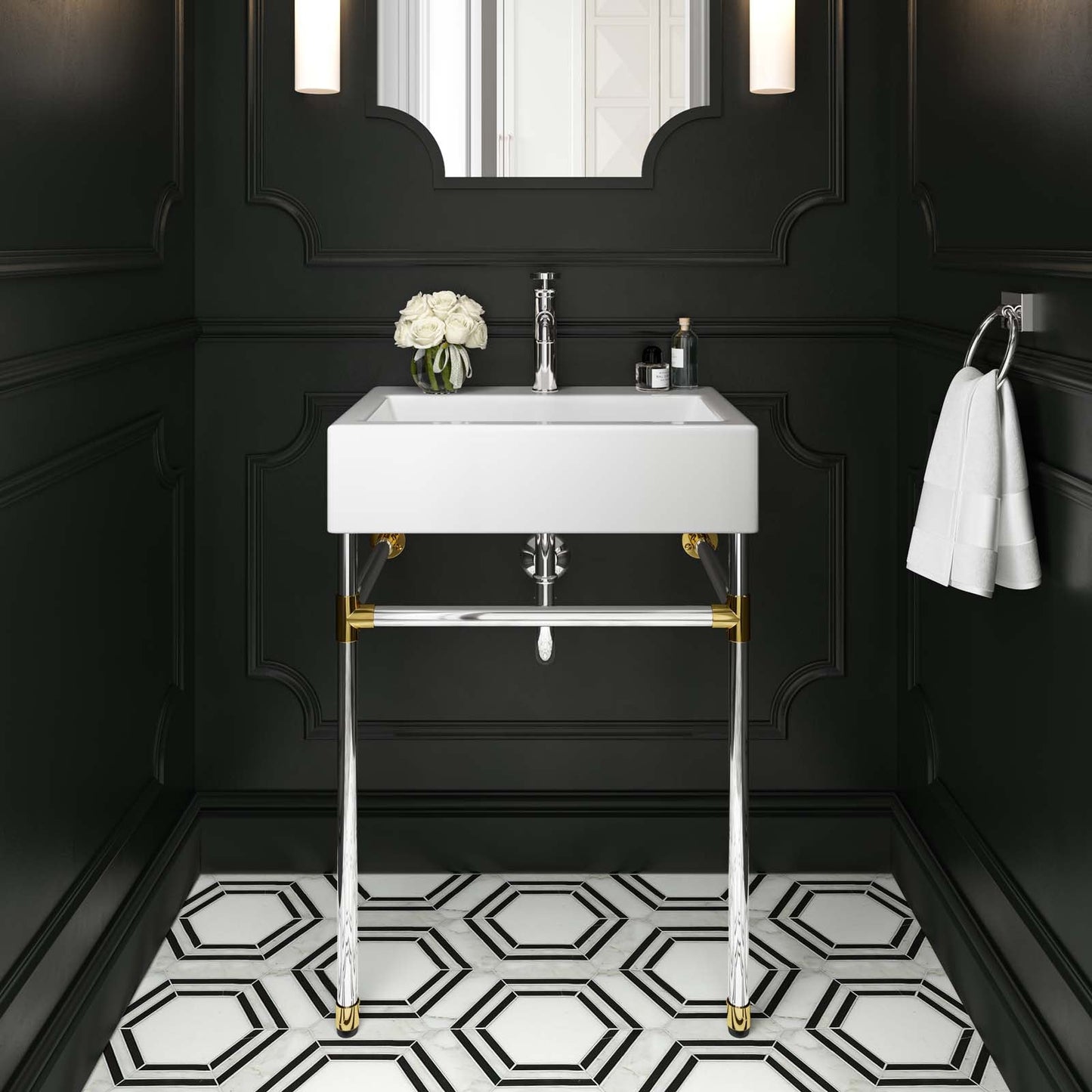 Redeem 24" Silver Stainless Steel Wall-Mount Bathroom Vanity by Modway