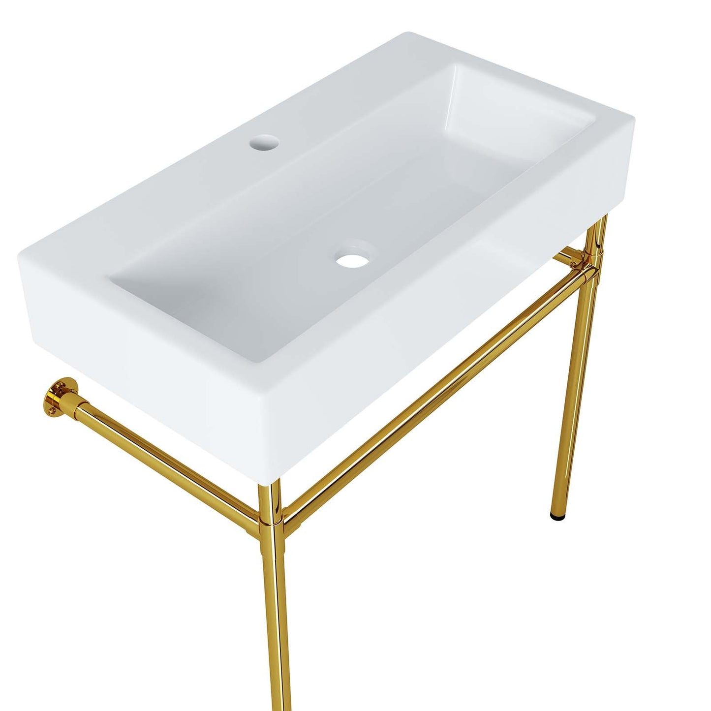 Redeem 32" Wall-Mount Gold Stainless Steel Bathroom Vanity by Modway