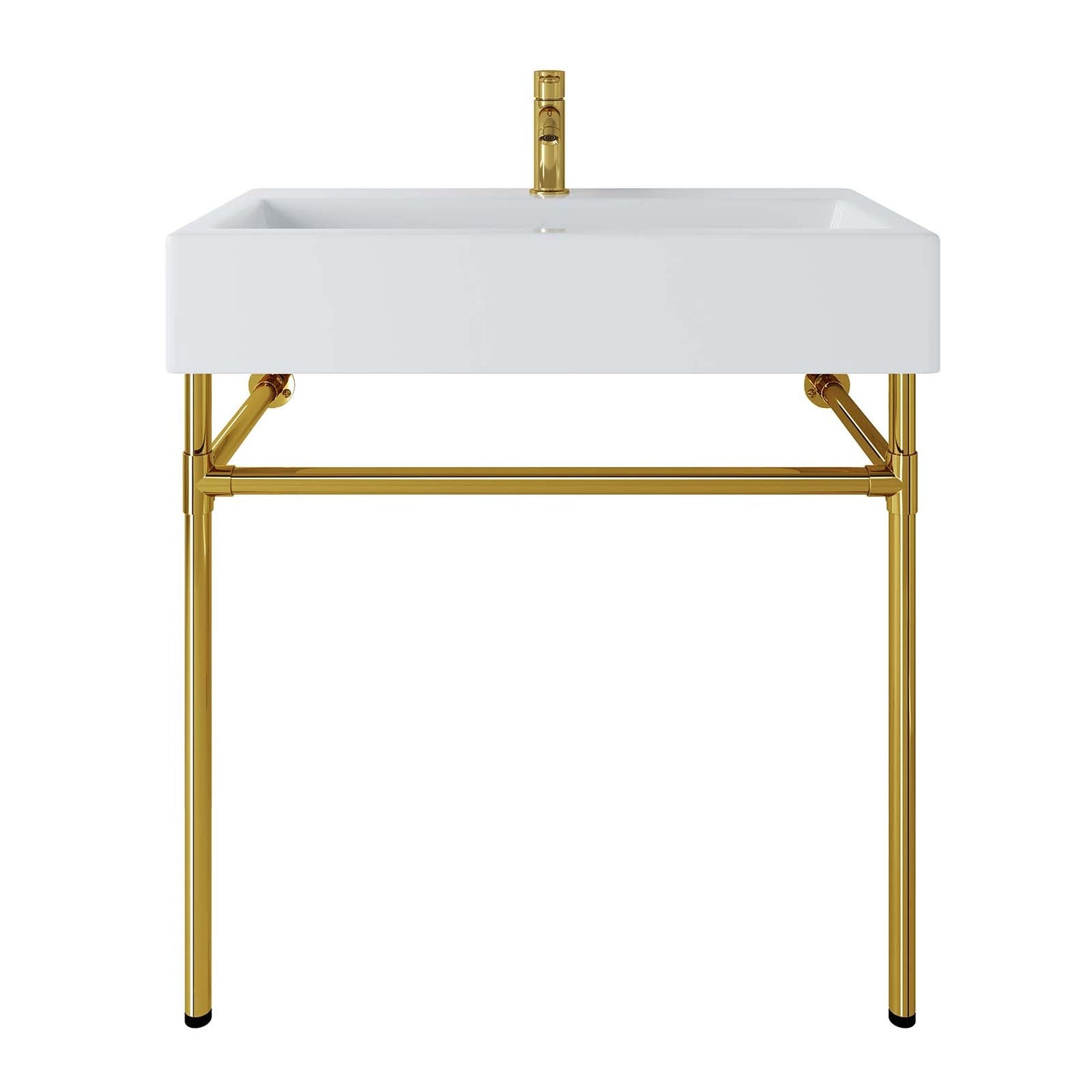 Redeem 32" Wall-Mount Gold Stainless Steel Bathroom Vanity by Modway