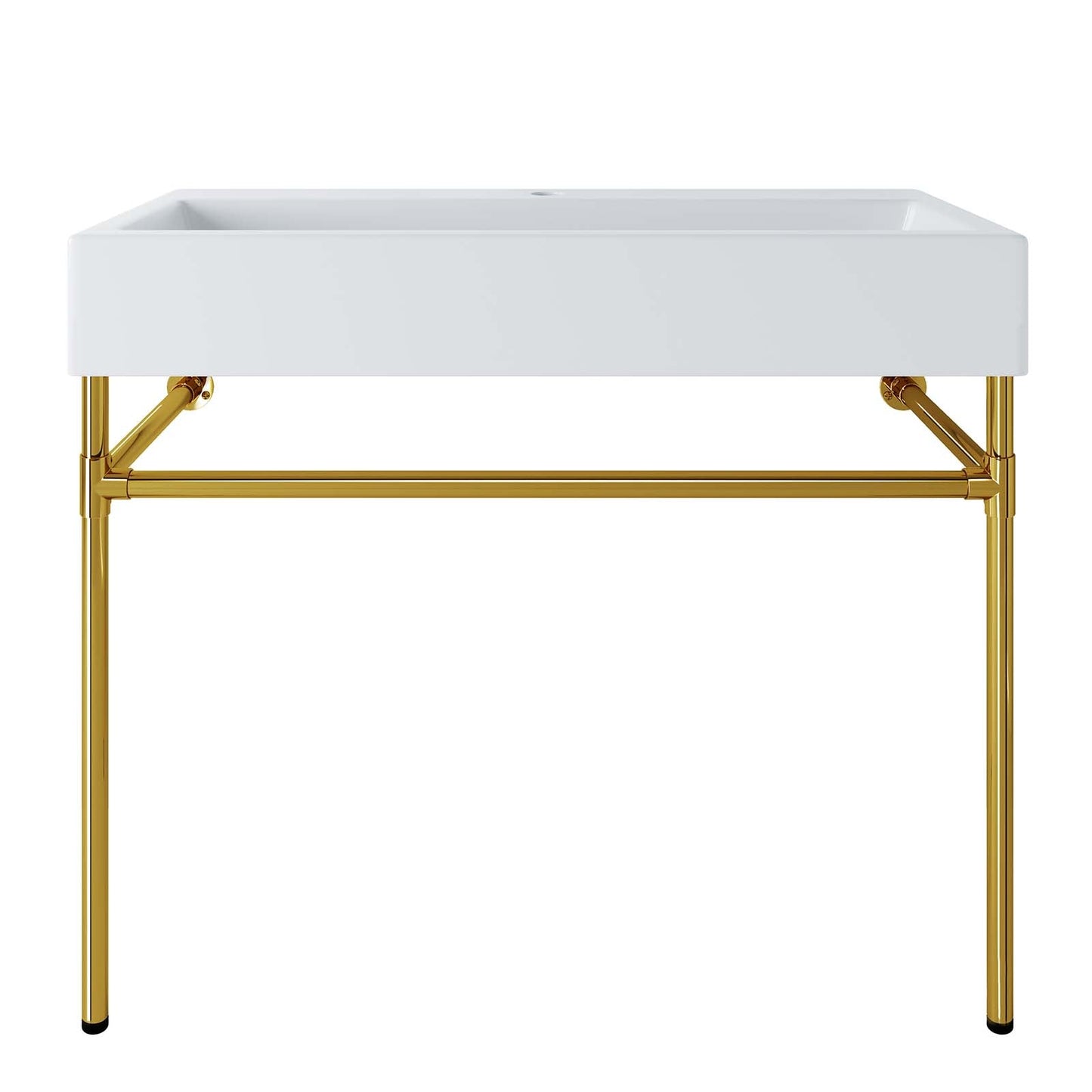 Redeem 40" Wall-Mount Gold Stainless Steel Bathroom Vanity by Modway