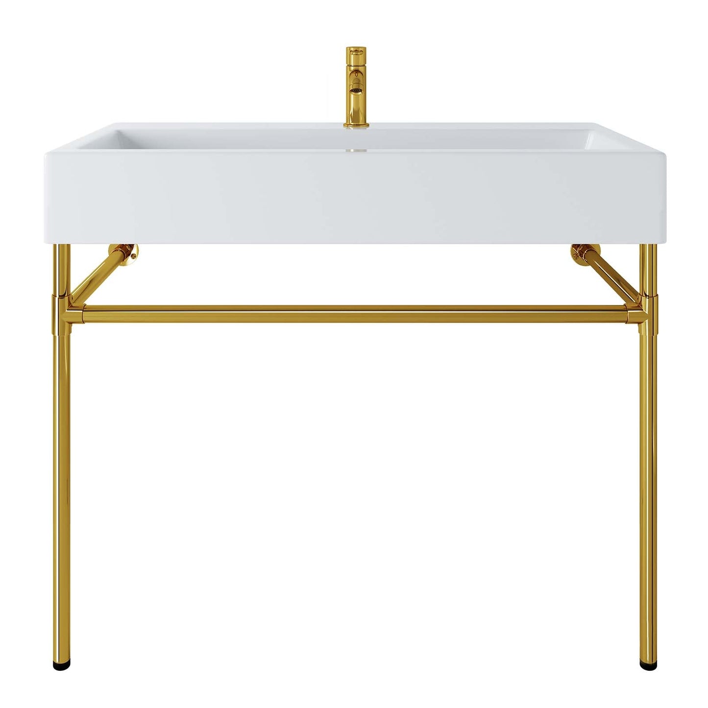 Redeem 40" Wall-Mount Gold Stainless Steel Bathroom Vanity by Modway