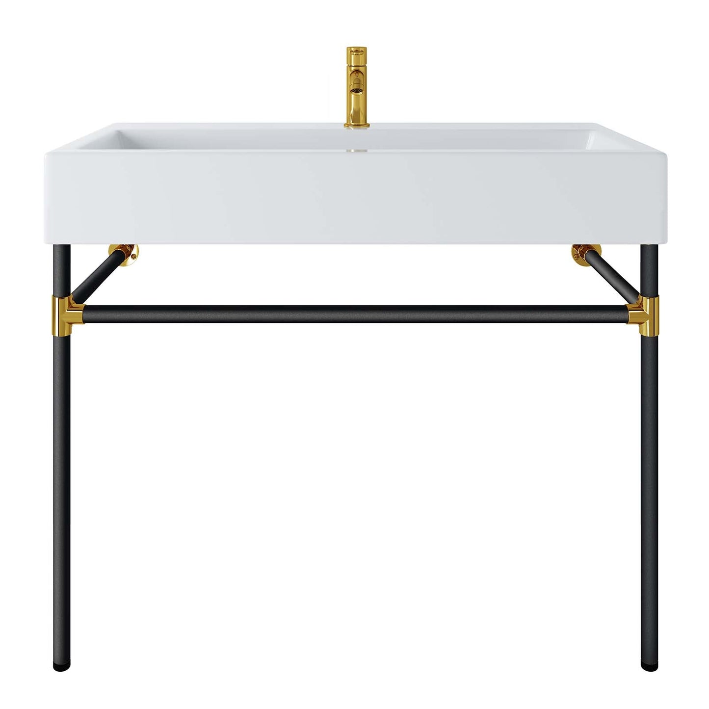 Redeem 40" Black Stainless Steel Wall-Mount Bathroom Vanity by Modway