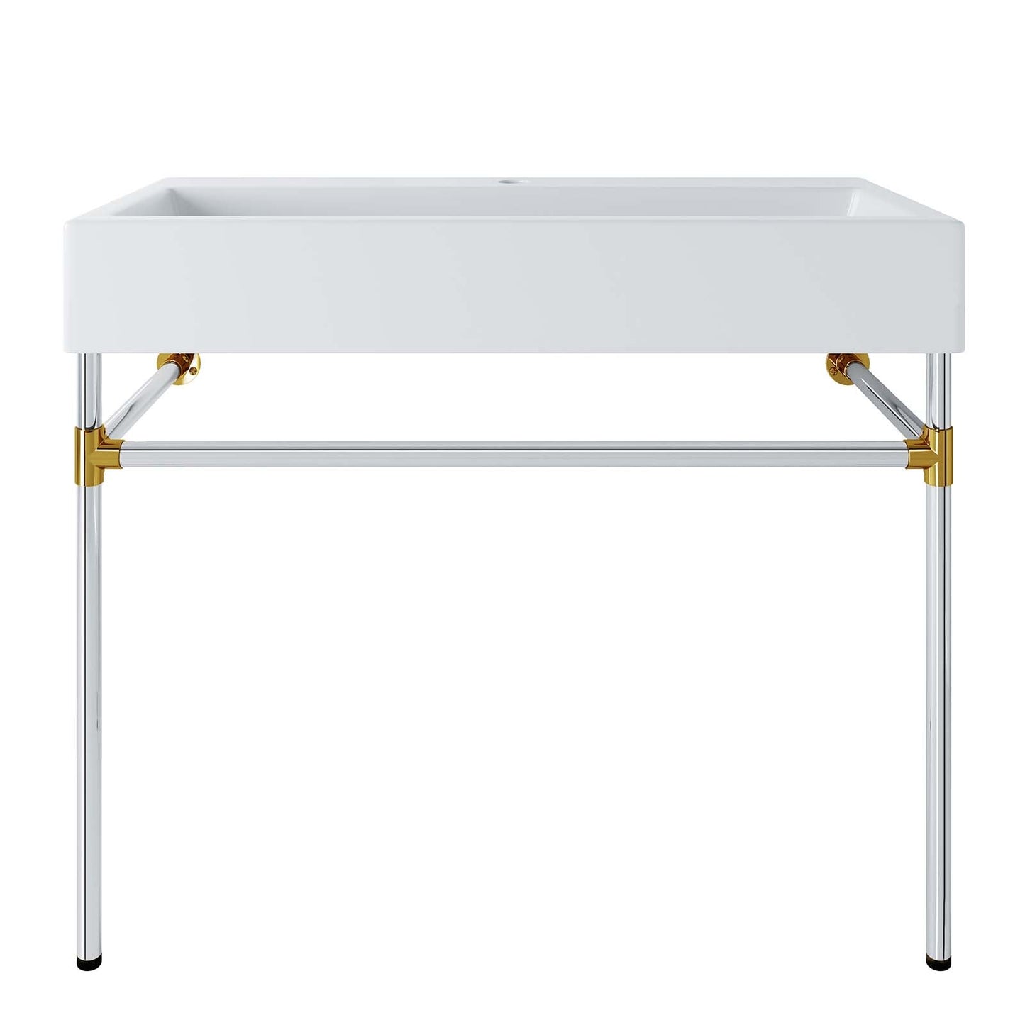 Redeem 40" Silver Stainless Steel Wall-Mount Bathroom Vanity by Modway