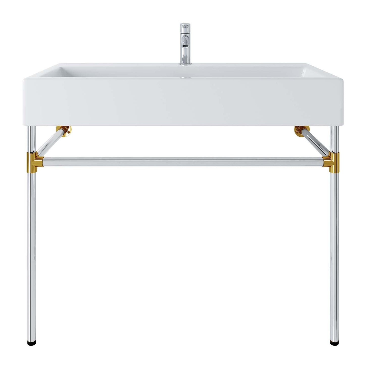 Redeem 40" Silver Stainless Steel Wall-Mount Bathroom Vanity by Modway