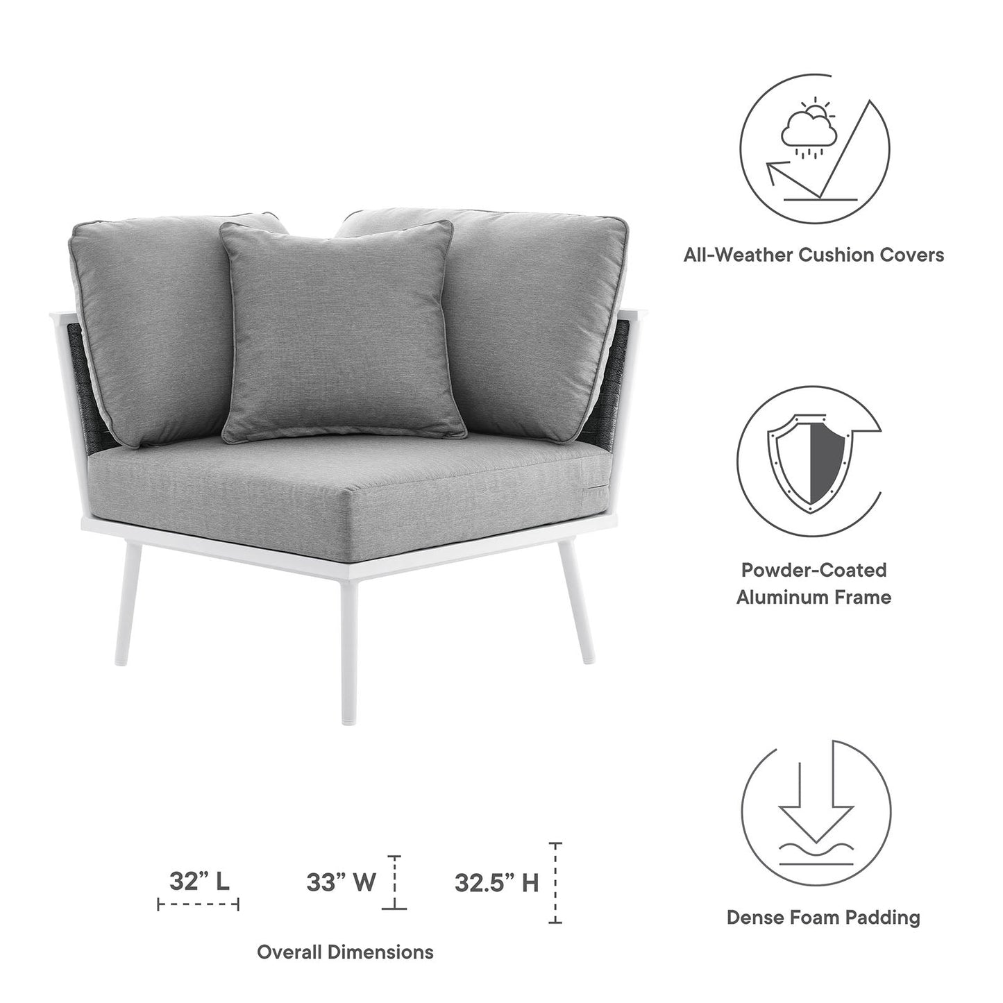 Stance Outdoor Patio Aluminum Corner Chair by Modway