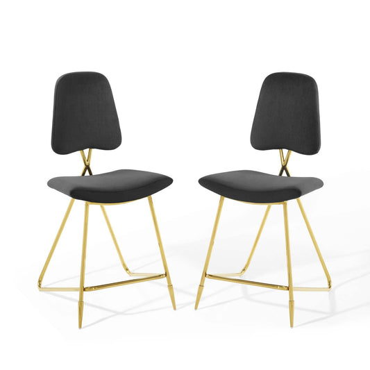 Ponder Performance Velvet Counter Stool Set of 2 by Modway