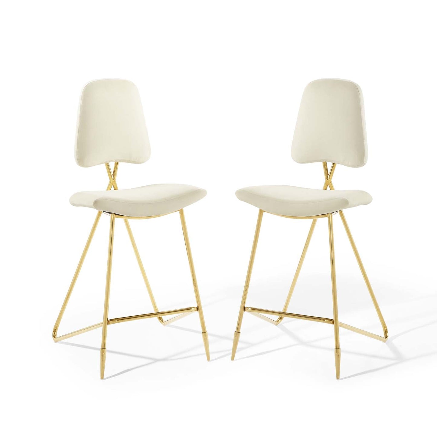 Ponder Performance Velvet Bar Stool Set of 2 by Modway