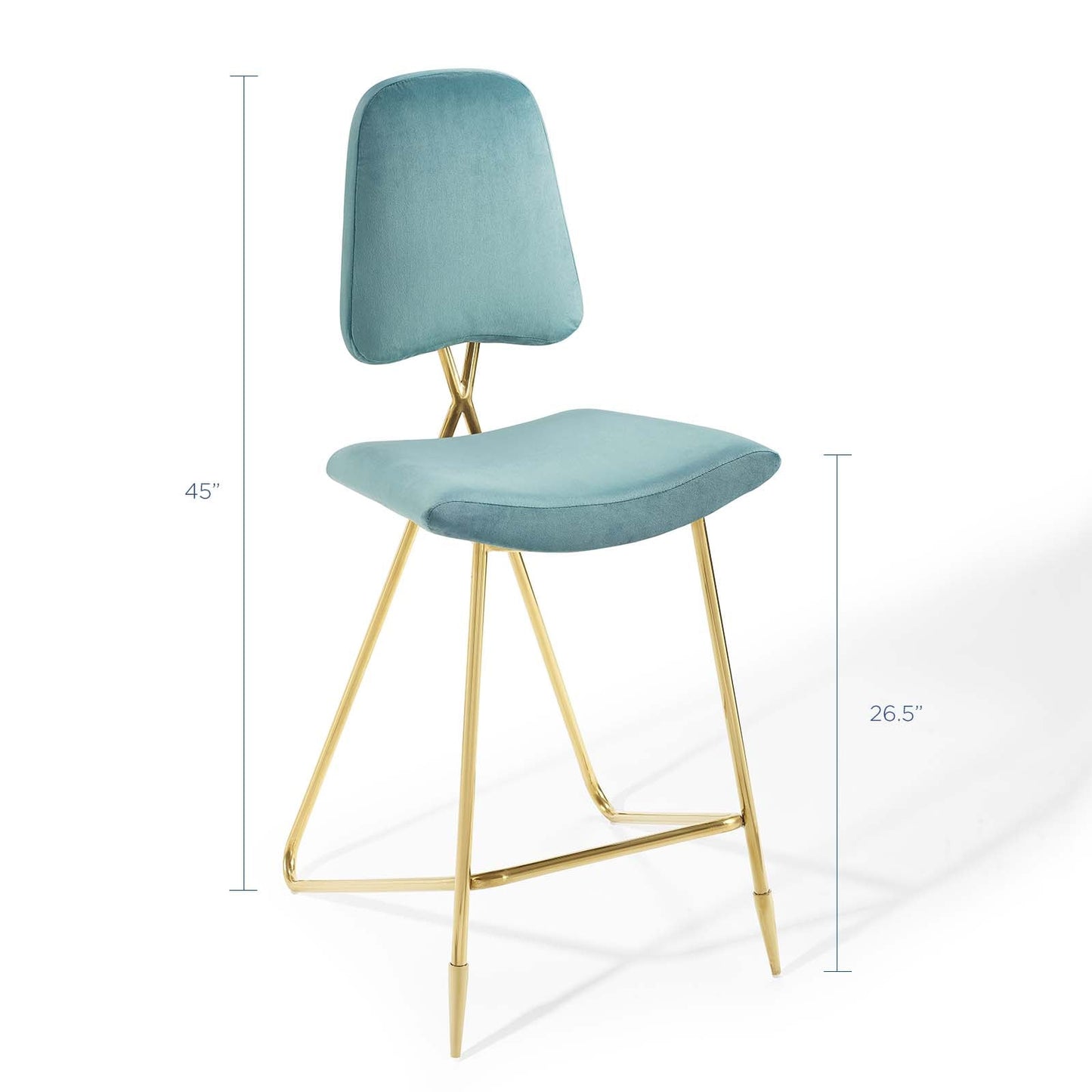 Ponder Performance Velvet Bar Stool Set of 2 by Modway