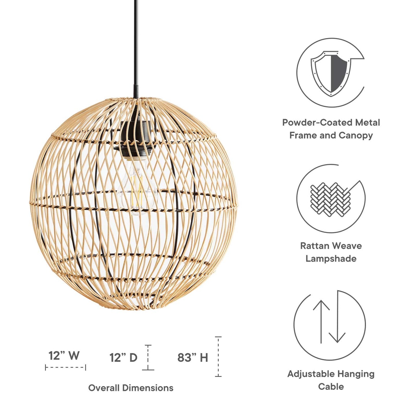 Nurture Rattan Pendant Light by Modway