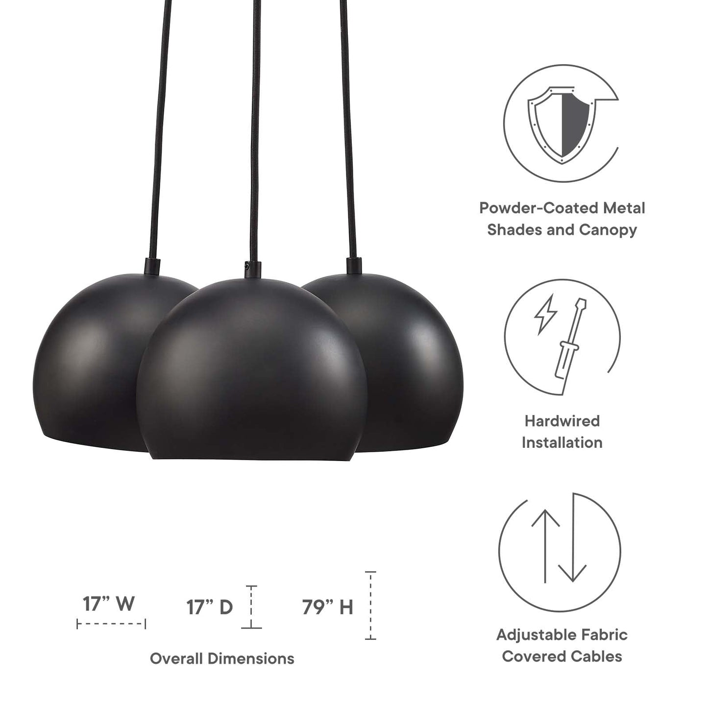 Chalice 3-Light Metal Pendant by Modway