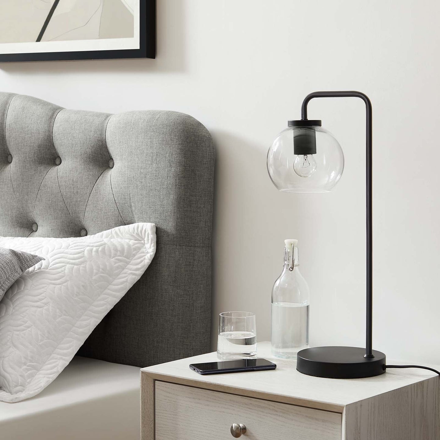 Silo Glass Globe Glass and Metal Table Lamp by Modway