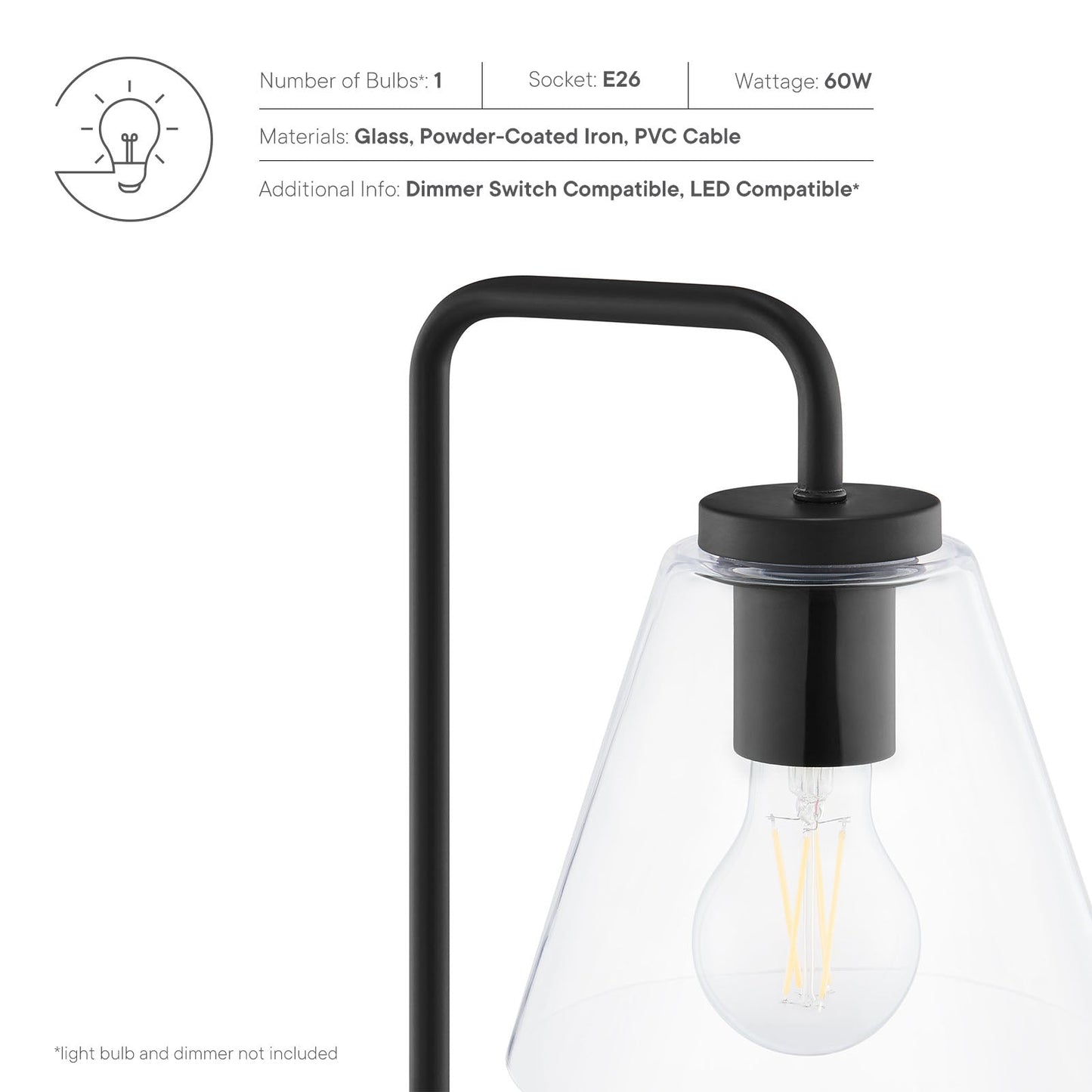Element Glass Table Lamp by Modway