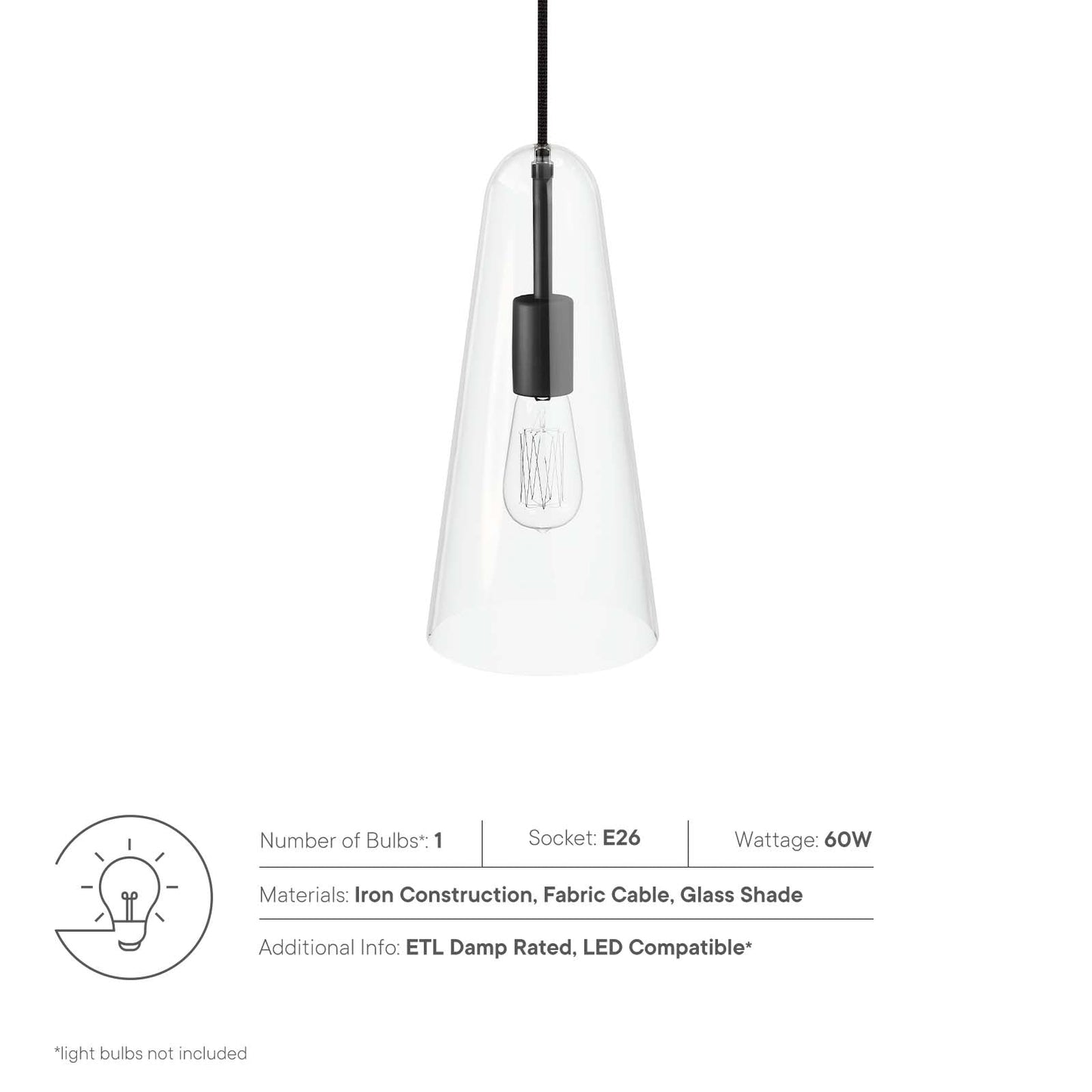 Beacon 1-Light Pendant Light by Modway