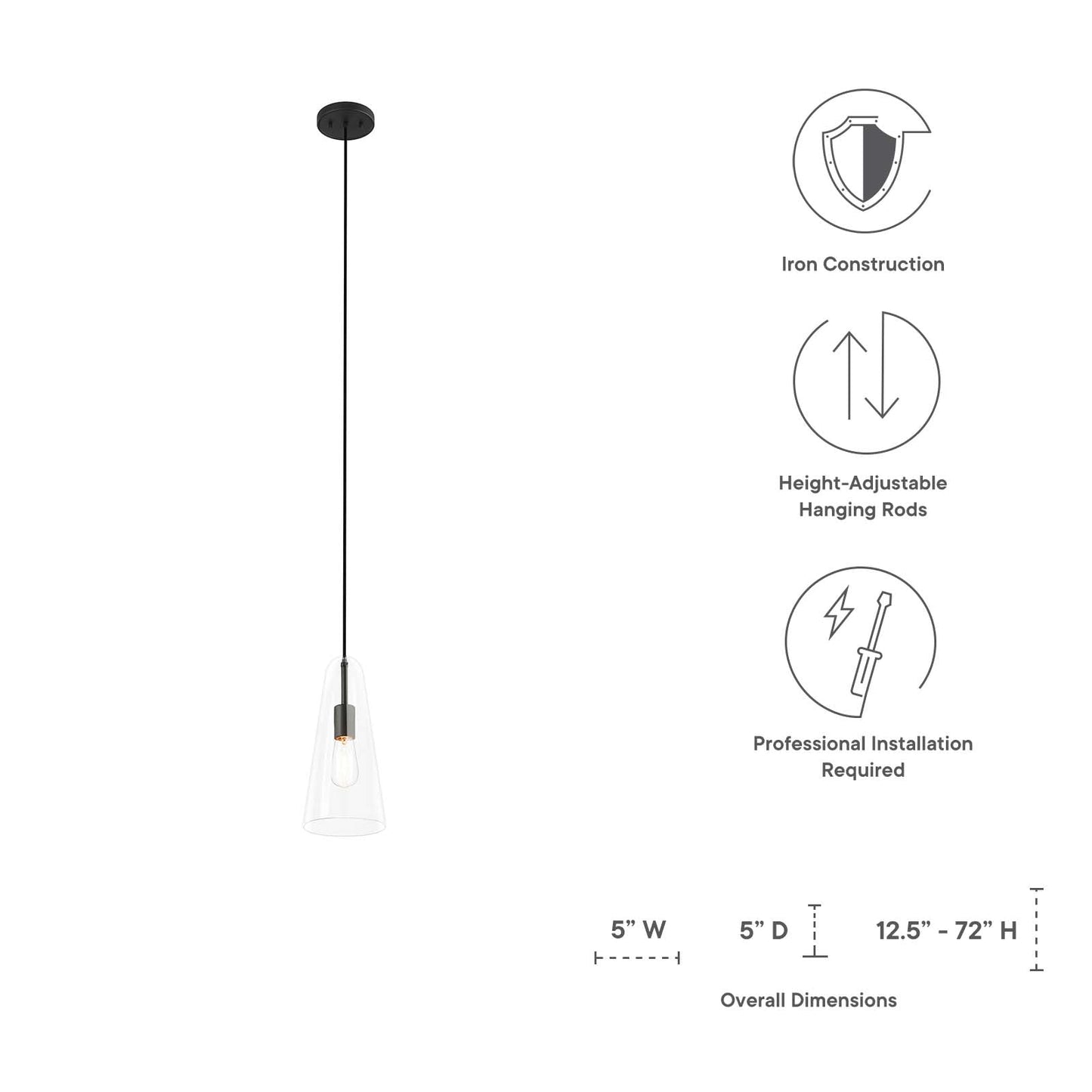 Beacon 1-Light Pendant Light by Modway