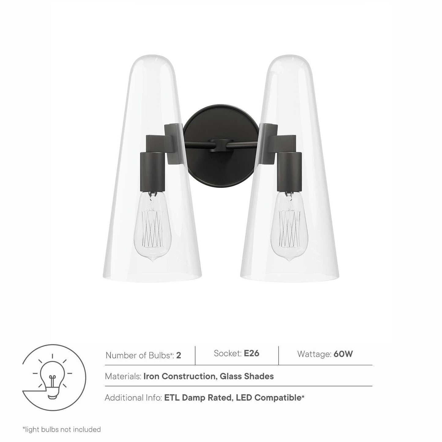 Beacon 2-Light Wall Sconce by Modway