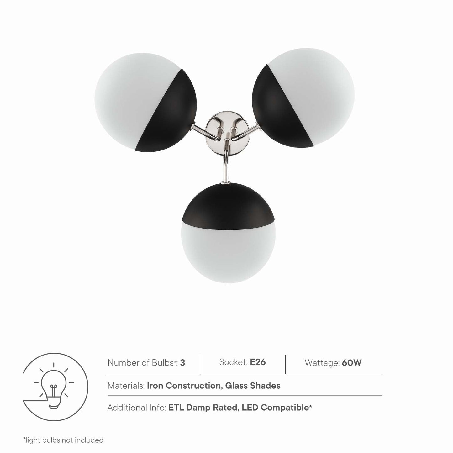 Stellar 3-Light Semi-Flush Ceiling Light by Modway