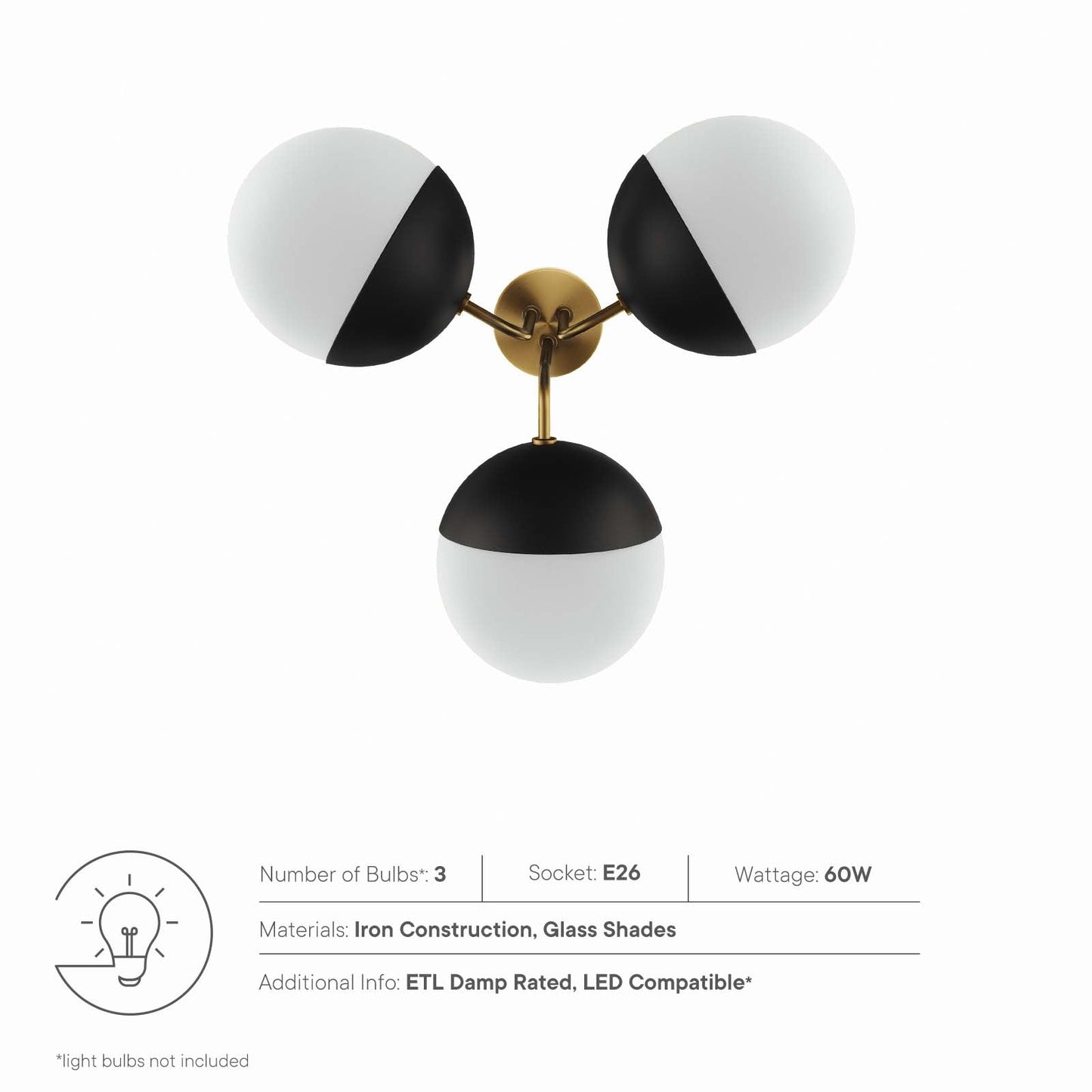 Stellar 3-Light Semi-Flush Ceiling Light by Modway