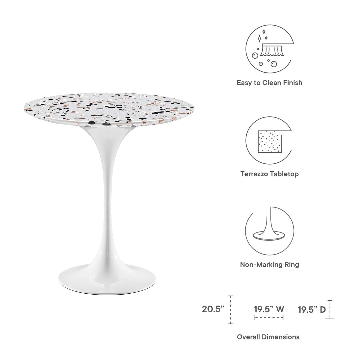 Lippa 20" Round Terrazzo Side Table by Modway