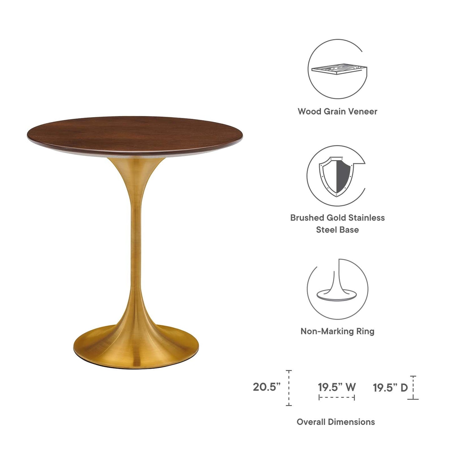 Lippa 20" Round Wood Side Table by Modway