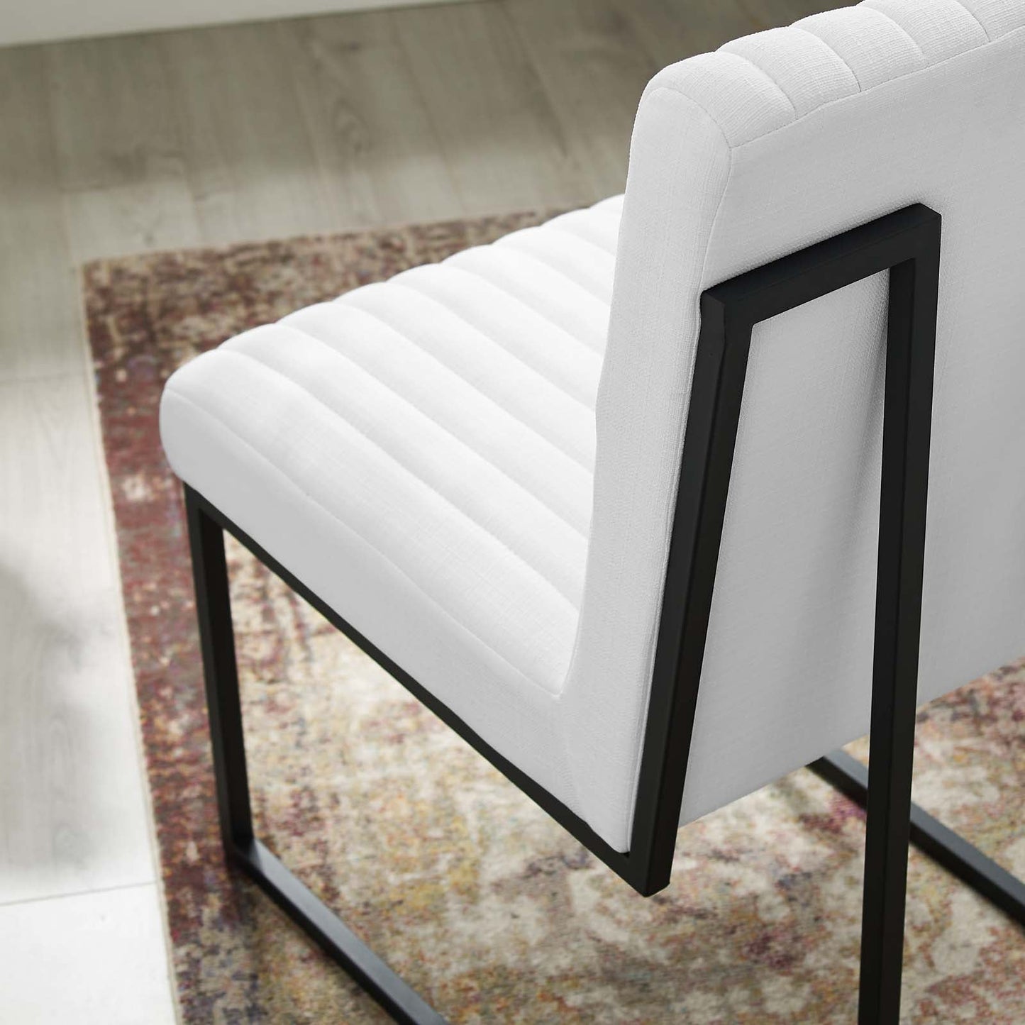 Indulge Channel Tufted Fabric Dining Chairs Set of 2 by Modway