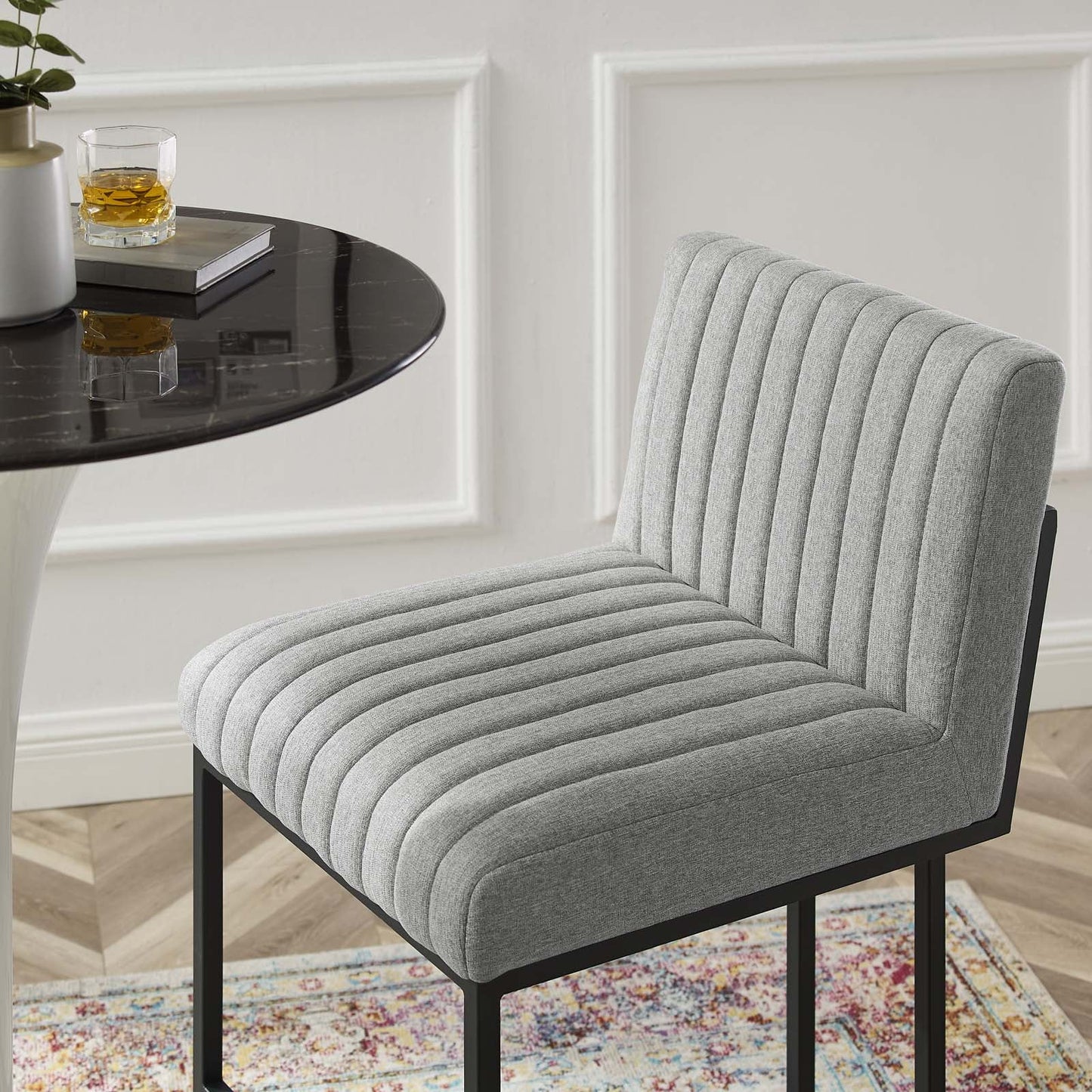Indulge Channel Tufted Fabric Counter Stools Set of 2 by Modway