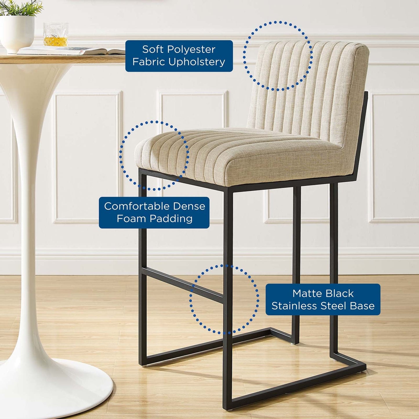 Indulge Channel Tufted Fabric Bar Stools by Modway