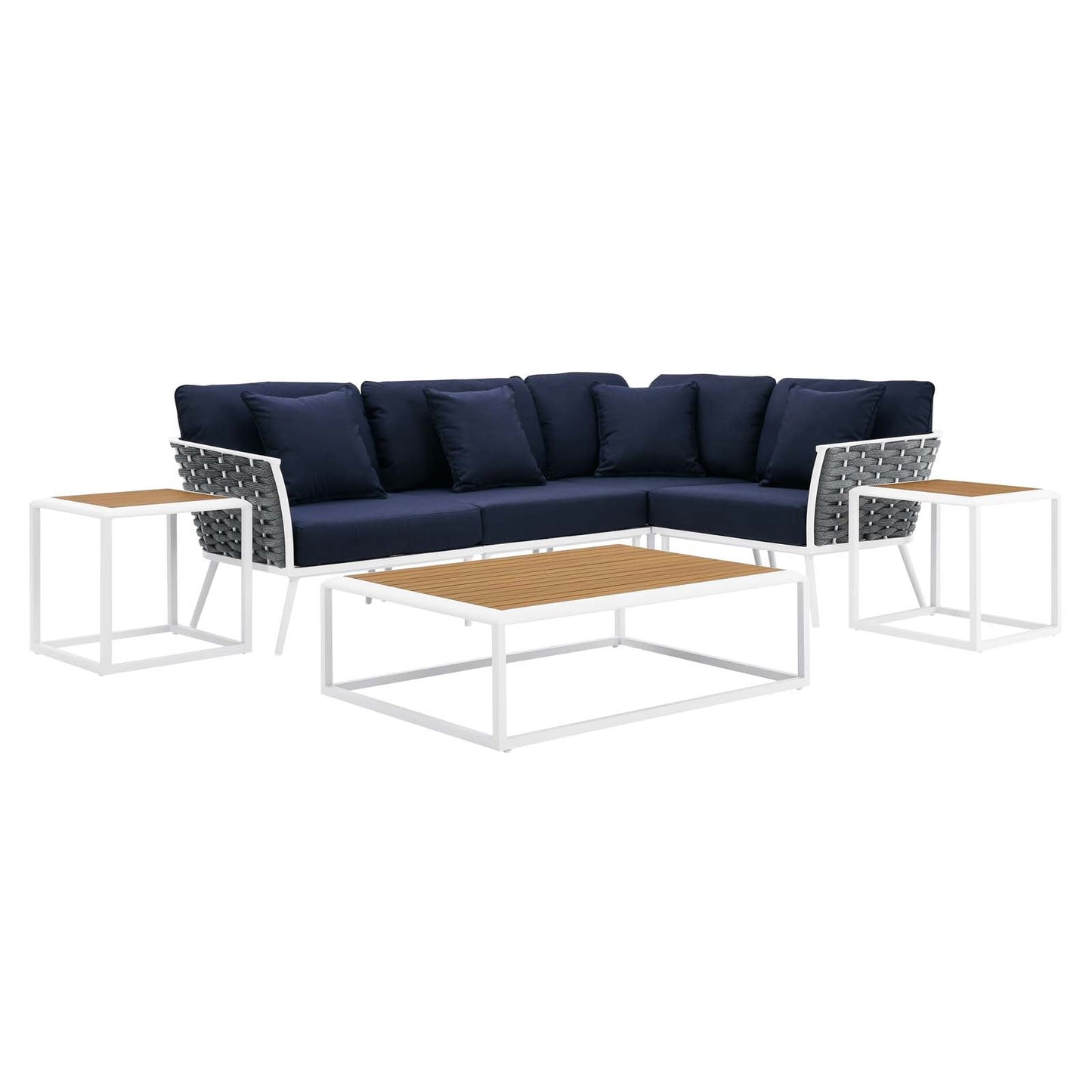 Stance 7 Piece Outdoor Patio Aluminum Sectional Sofa Set by Modway