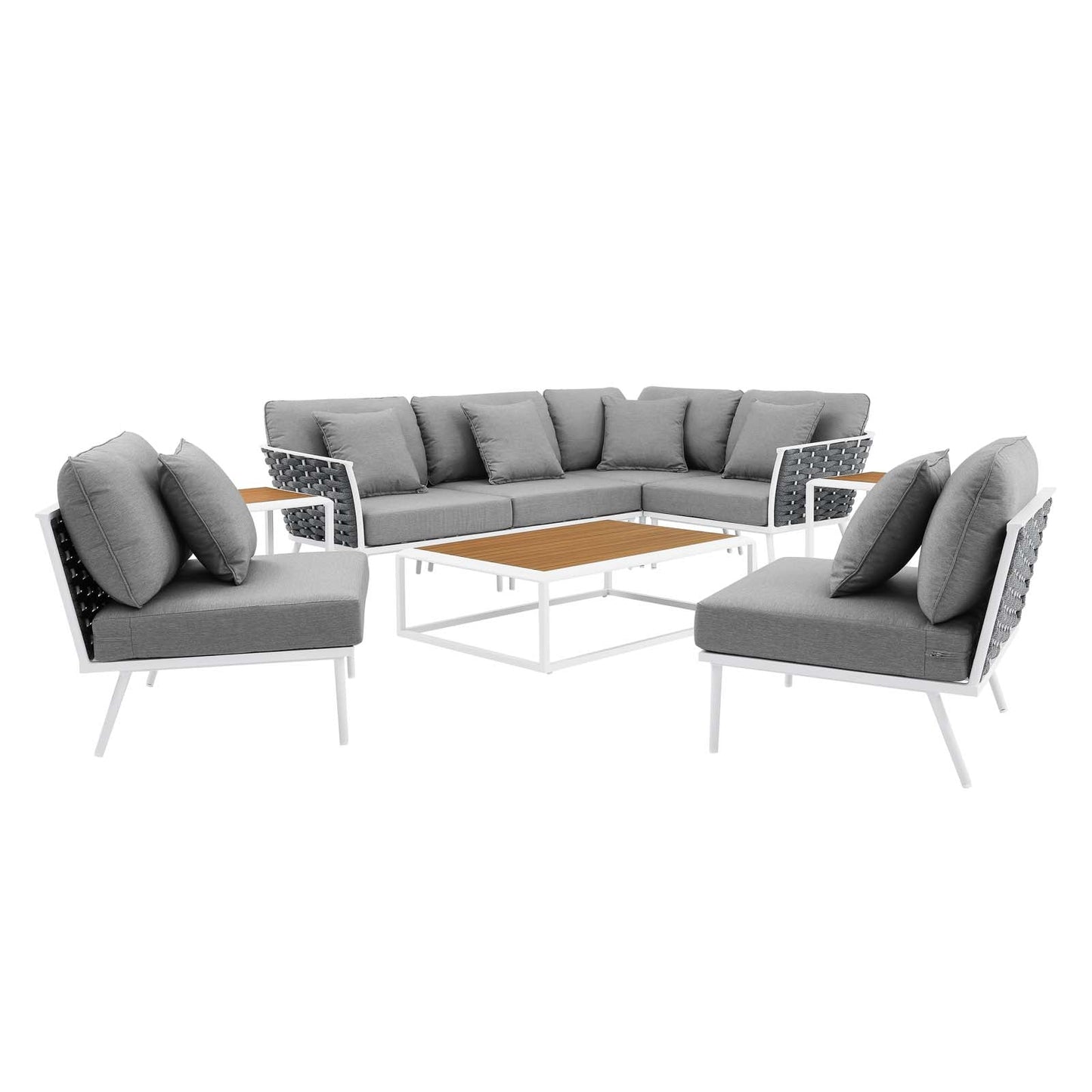 Stance 9 Piece Aluminum Outdoor Patio Aluminum Sectional Sofa Set by Modway