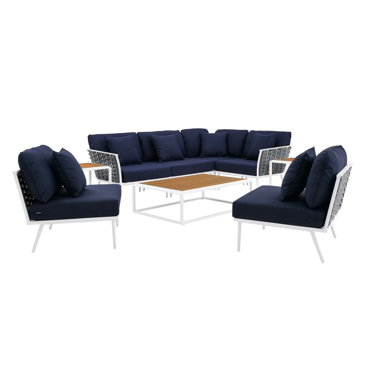Stance 9 Piece Aluminum Outdoor Patio Aluminum Sectional Sofa Set by Modway
