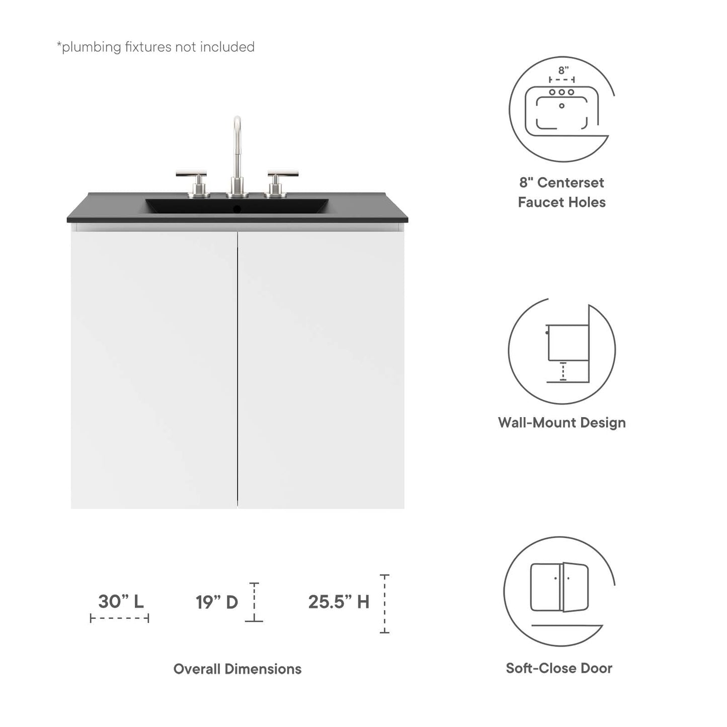 Bryn 30" Wall-Mount Bathroom Vanity by Modway