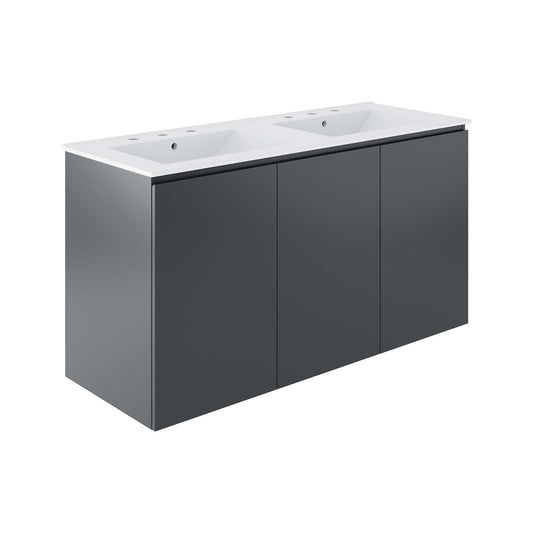 Bryn 48" Wall-Mount Double Sink Bathroom Vanity by Modway