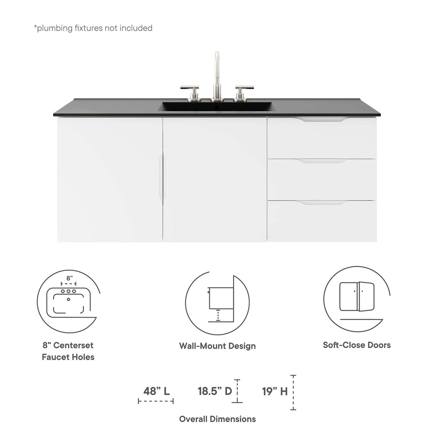 Vitality 48" Single Sink Bathroom Vanity by Modway
