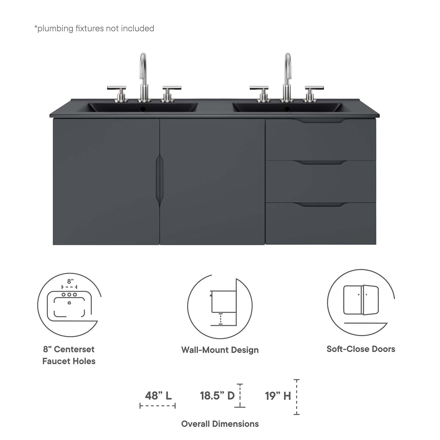 Vitality 48" Double Sink Bathroom Vanity by Modway