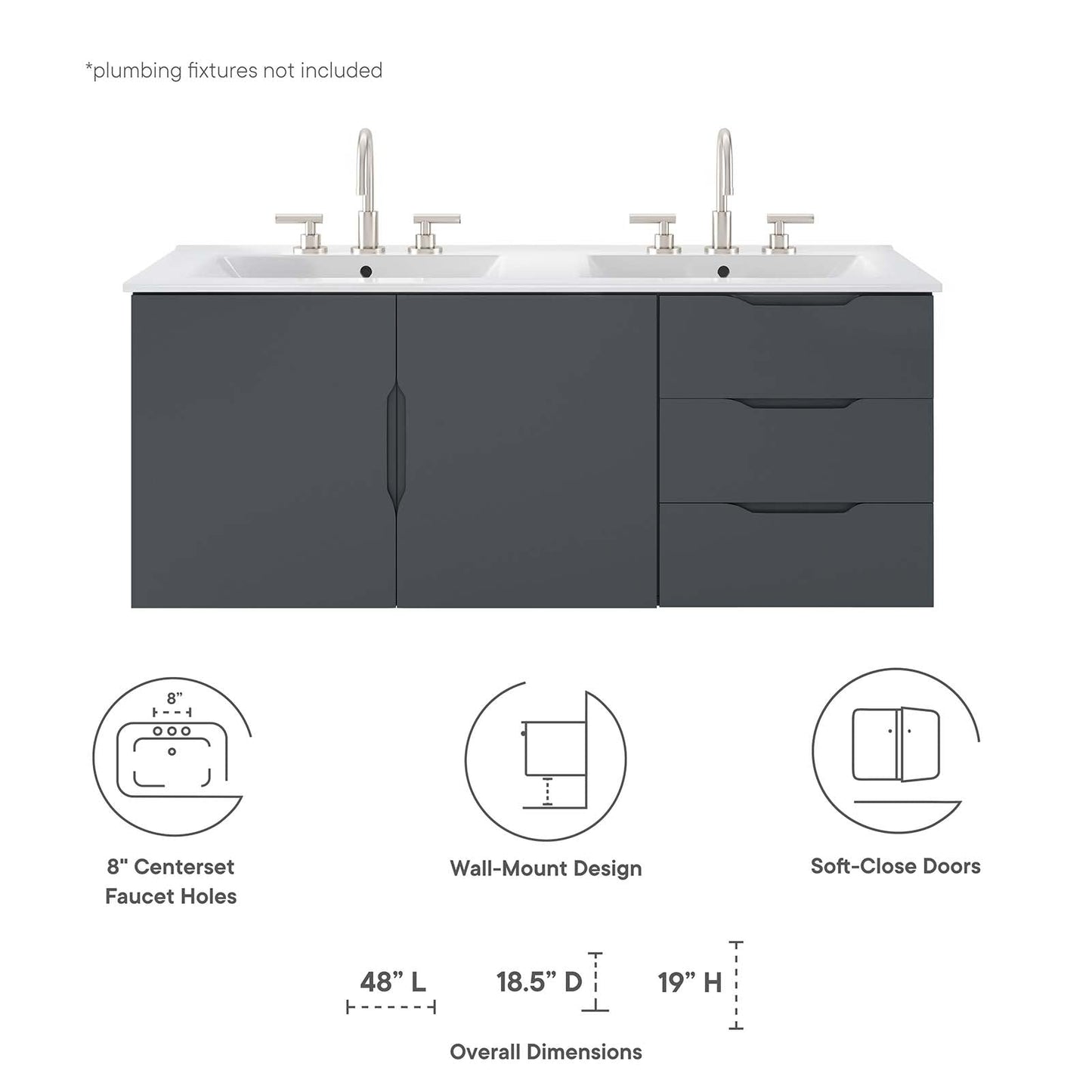 Vitality 48" Double Sink Bathroom Vanity by Modway