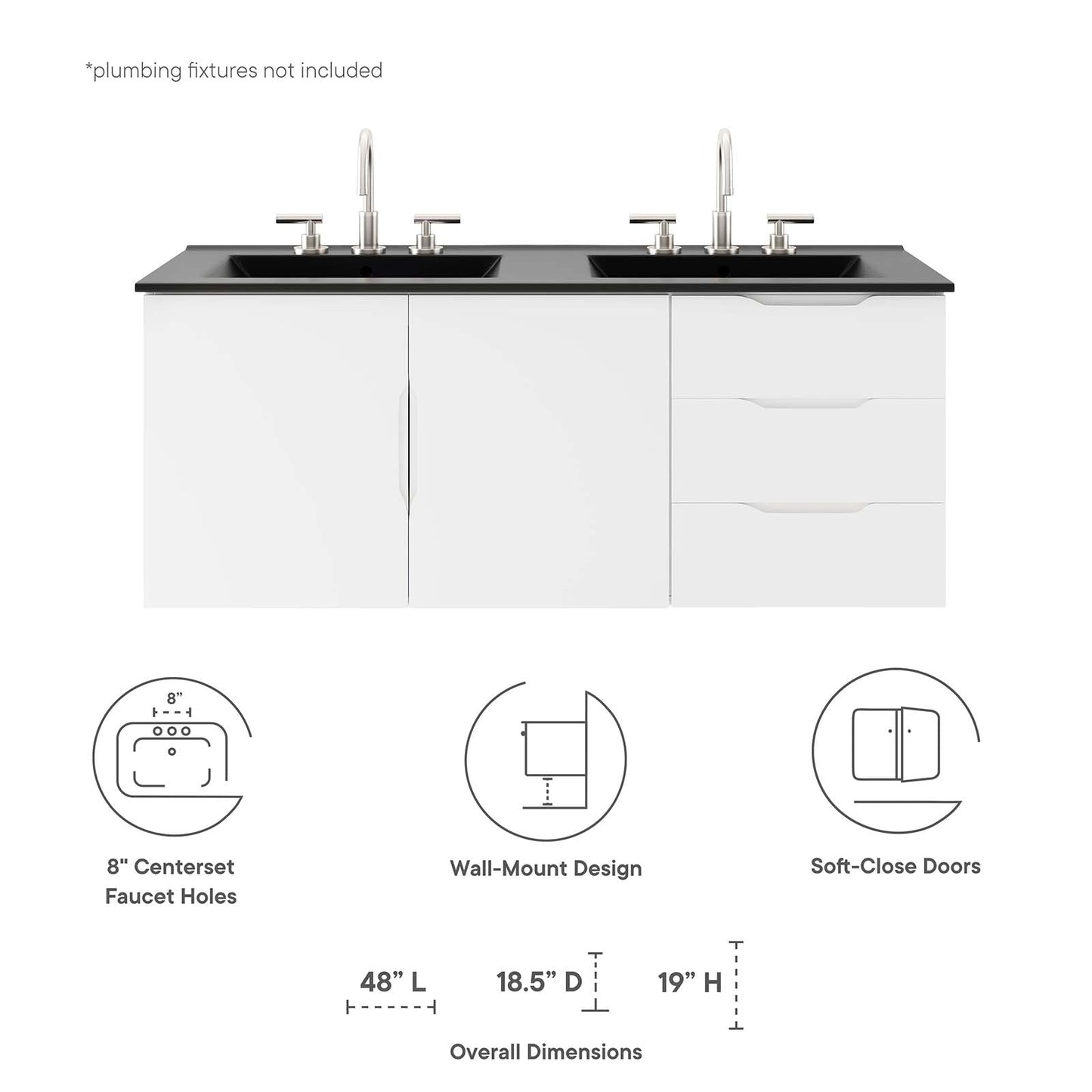 Vitality 48" Double Sink Bathroom Vanity by Modway