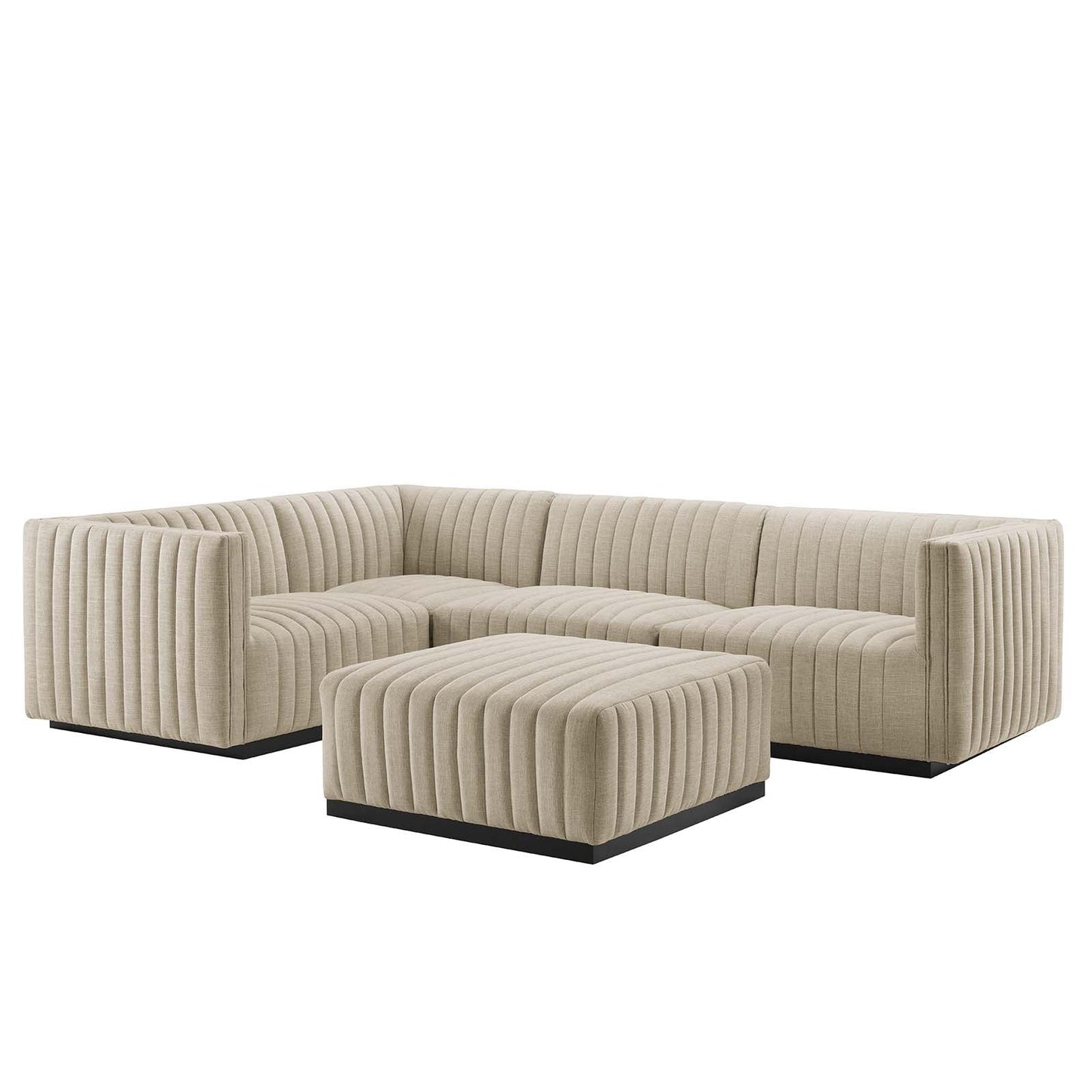 Conjure 5-Piece Channel Tufted Upholstered Fabric Sectional by Modway