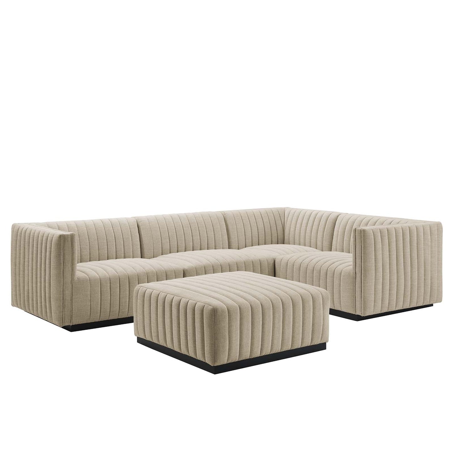 Conjure 5-Piece Channel Tufted Upholstered Fabric Sectional by Modway