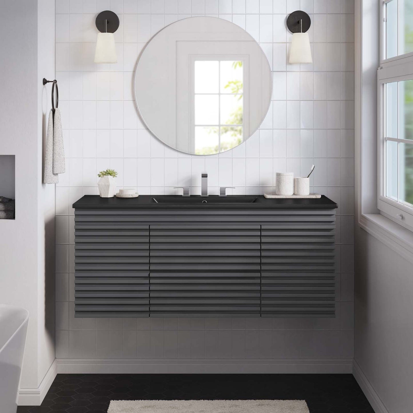 Render 48" Wall-Mount Bathroom Vanity by Modway