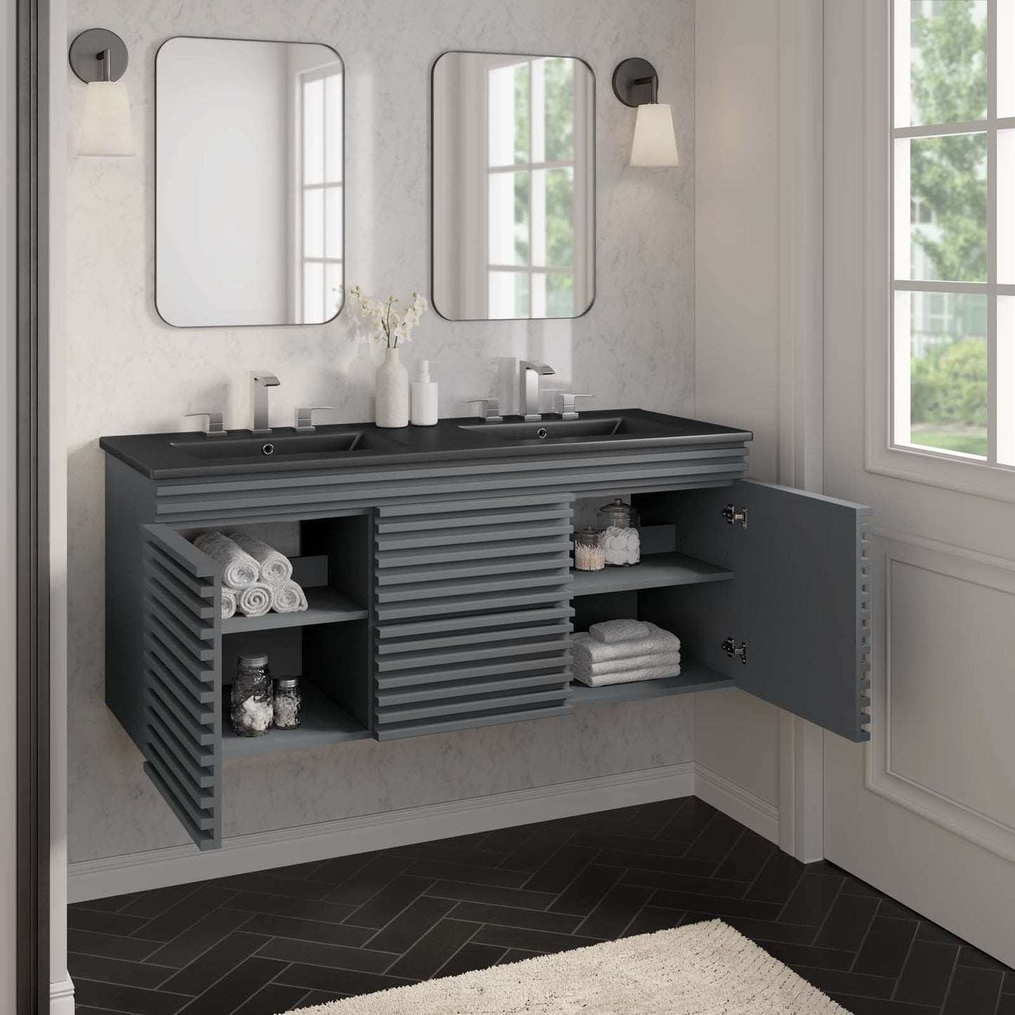 Render 48" Wall-Mount Bathroom Vanity by Modway