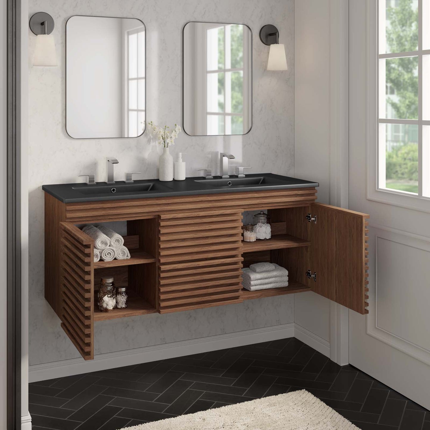 Render 48" Wall-Mount Bathroom Vanity by Modway