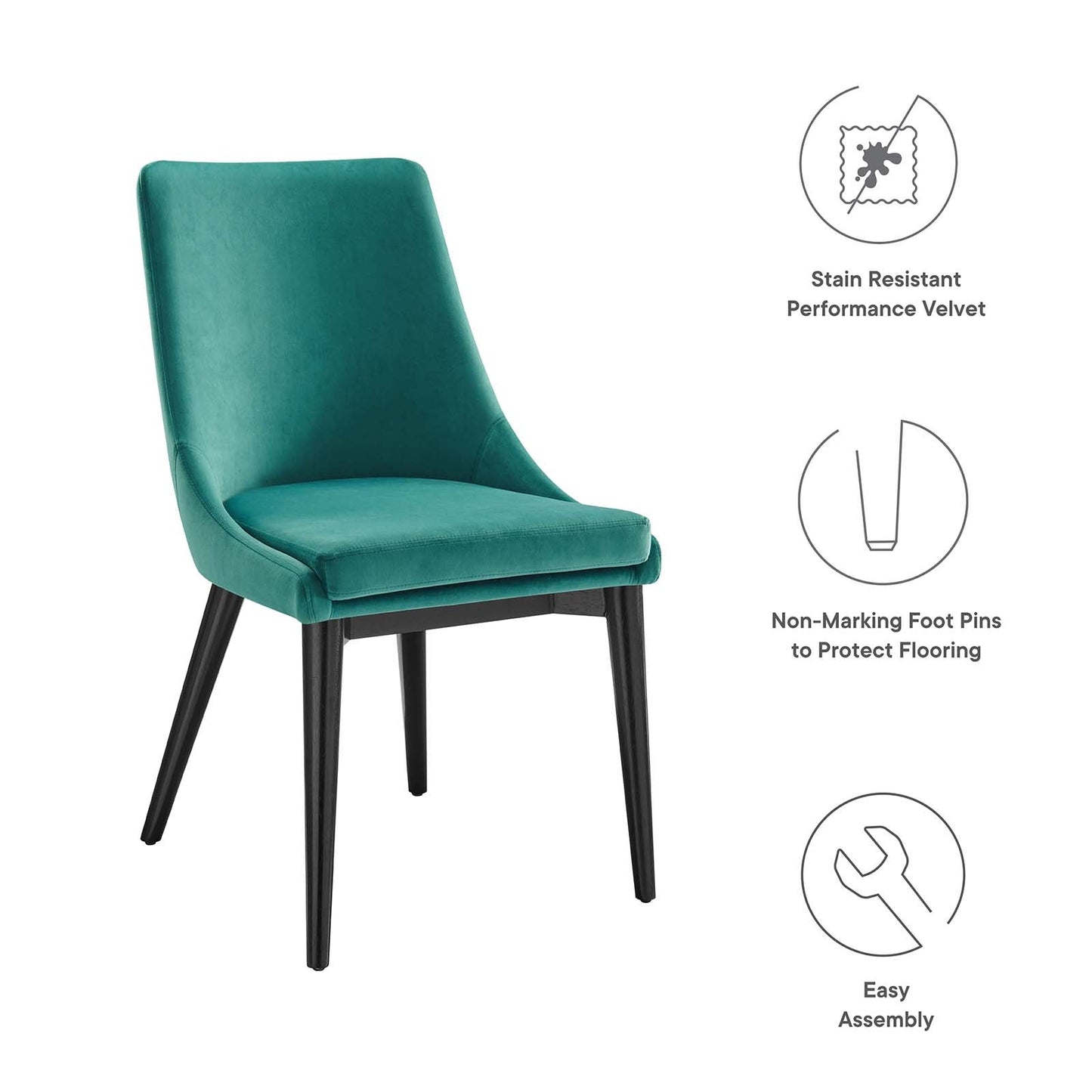 Viscount Accent Performance Velvet Dining Chairs Set of 2 by Modway