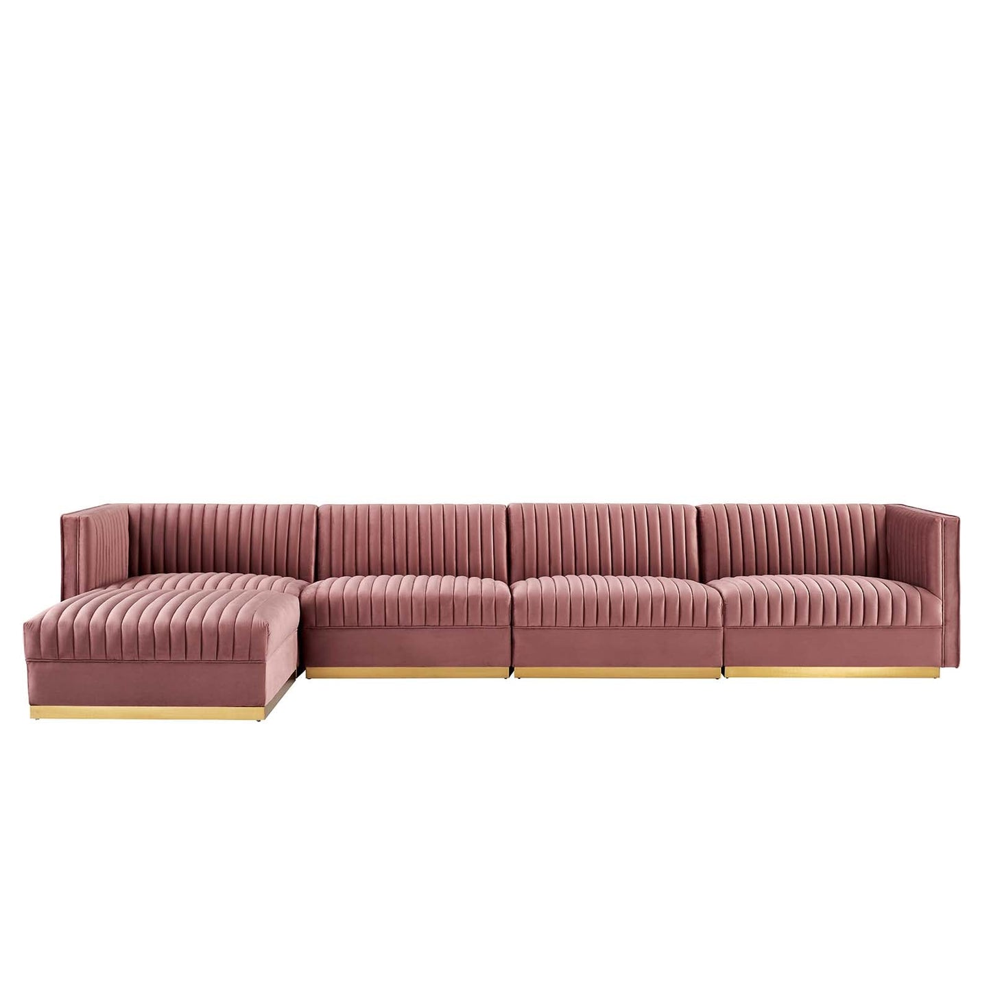 Sanguine 5-Piece Channel Tufted Performance Velvet Modular Sectional Sofa by Modway