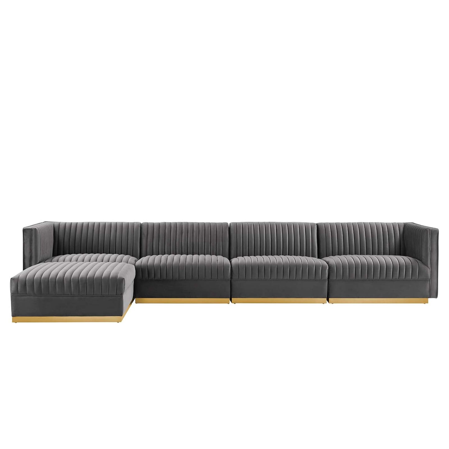Sanguine 5-Piece Channel Tufted Performance Velvet Modular Sectional Sofa by Modway