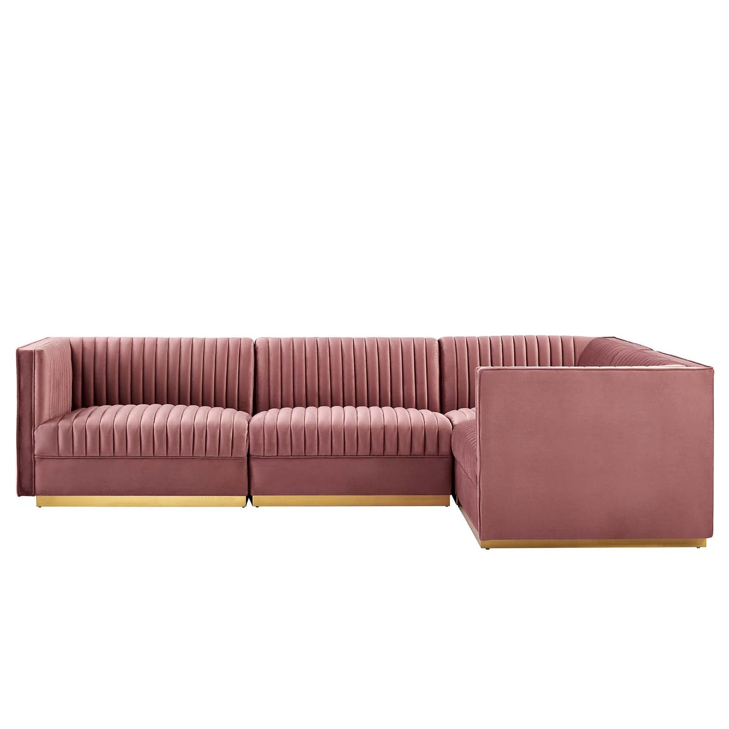 Sanguine 4-Piece Channel Tufted Performance Velvet Right-Facing Modular Sectional Sofa by Modway