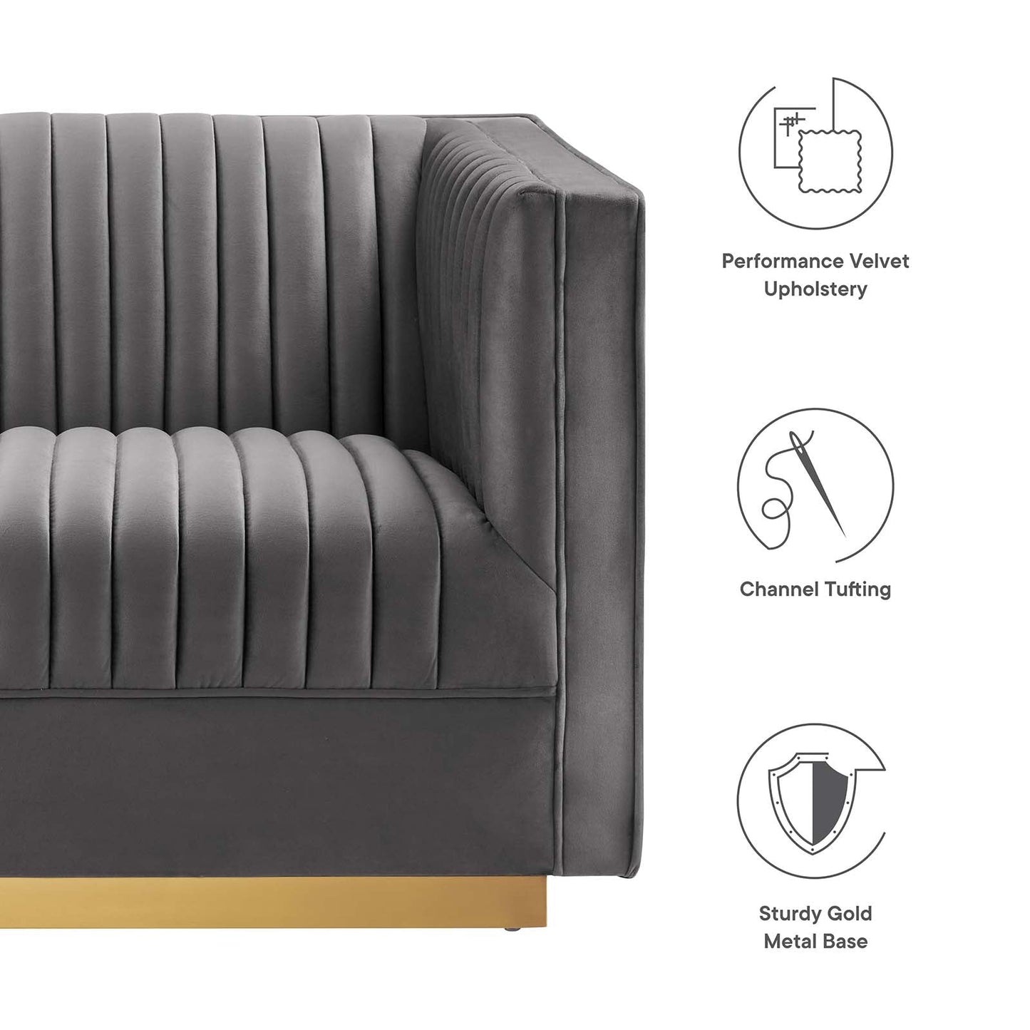 Sanguine 4-Piece Channel Tufted Performance Velvet Right-Facing Modular Sectional Sofa by Modway