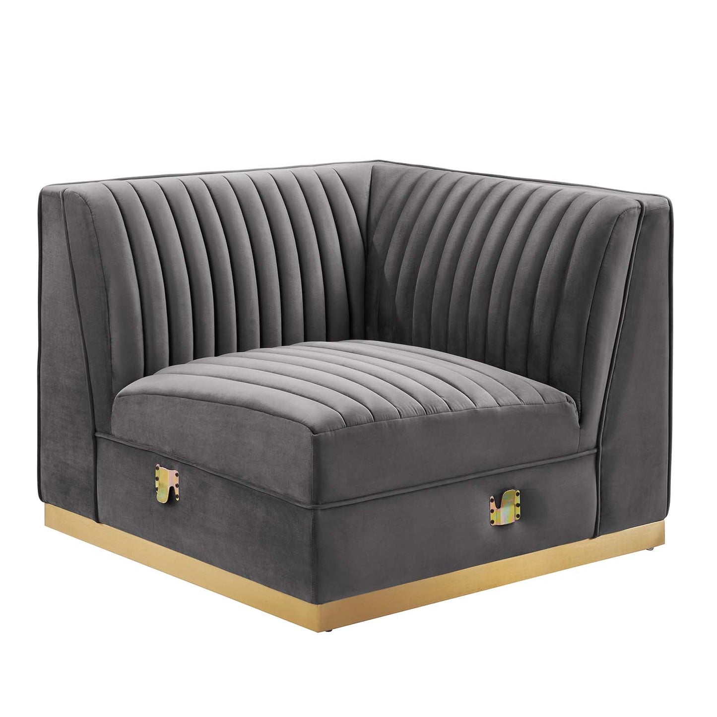 Sanguine 4-Piece Channel Tufted Performance Velvet Right-Facing Modular Sectional Sofa by Modway